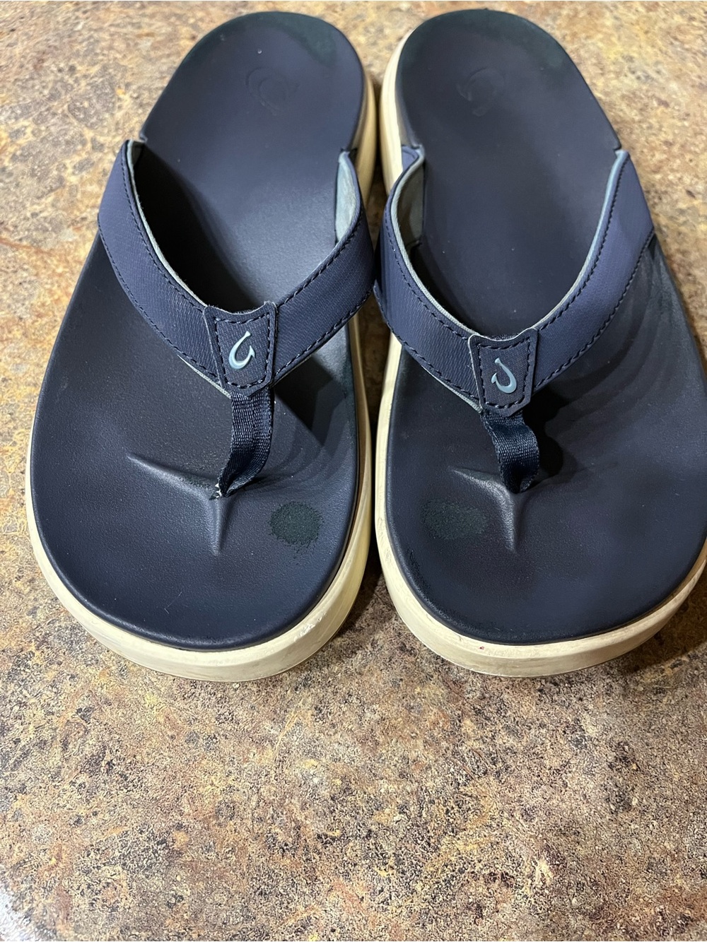 OluKai Ohana Navy Blue Flip Flop Sandals Women’s 9 Comfort Beach - Picture 7 of 12